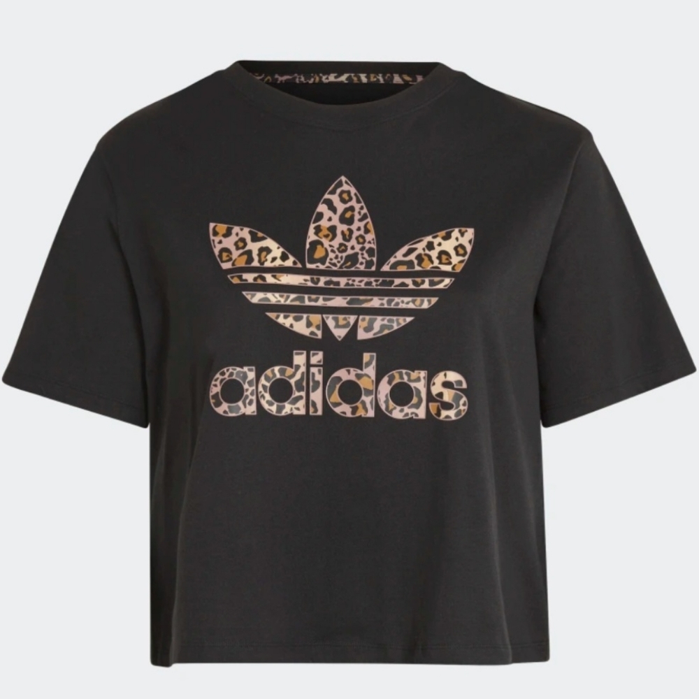 NEW WITH TAGS - Adidas crop top with leopard animal print logo